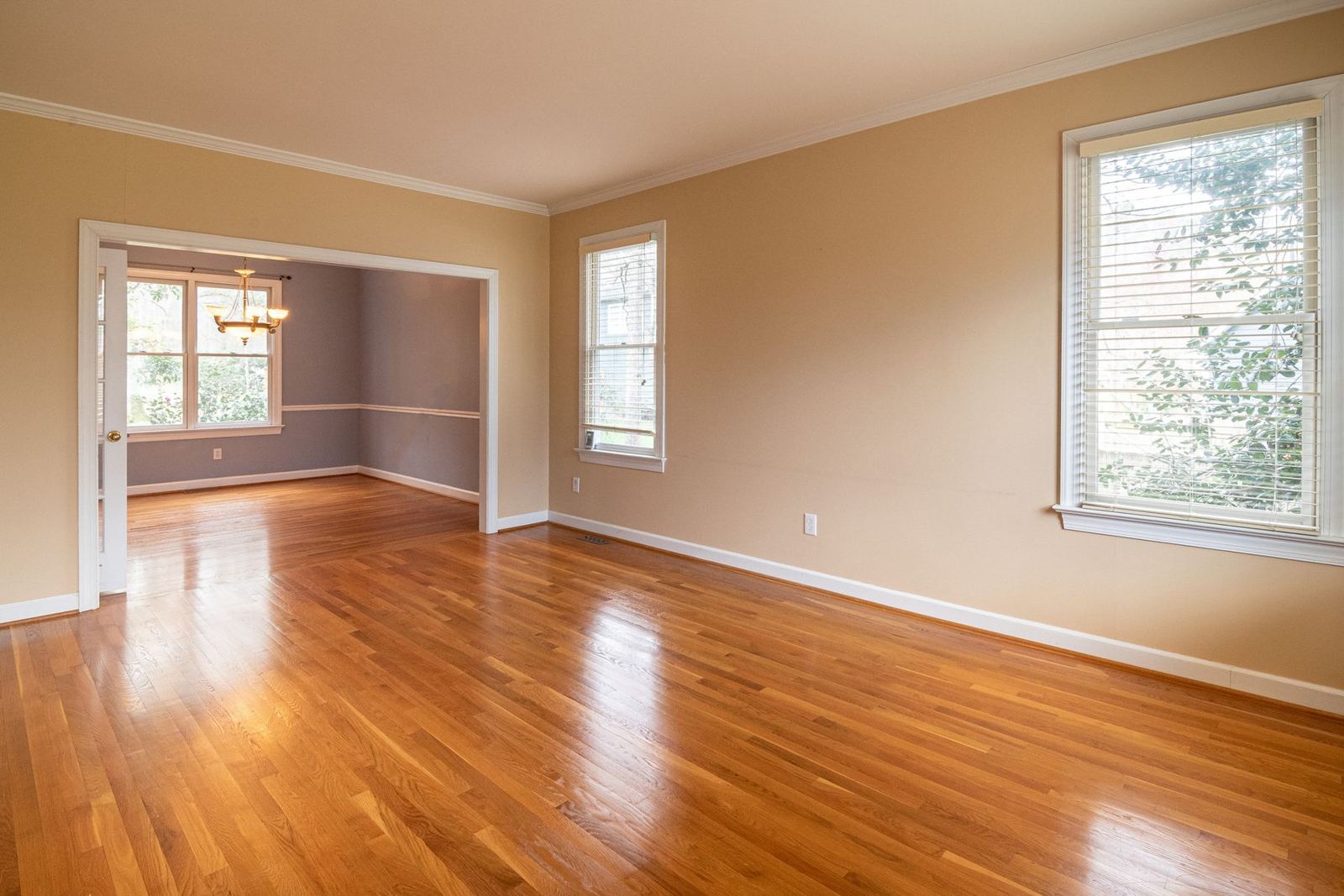 Freshly refinished hardwood floor