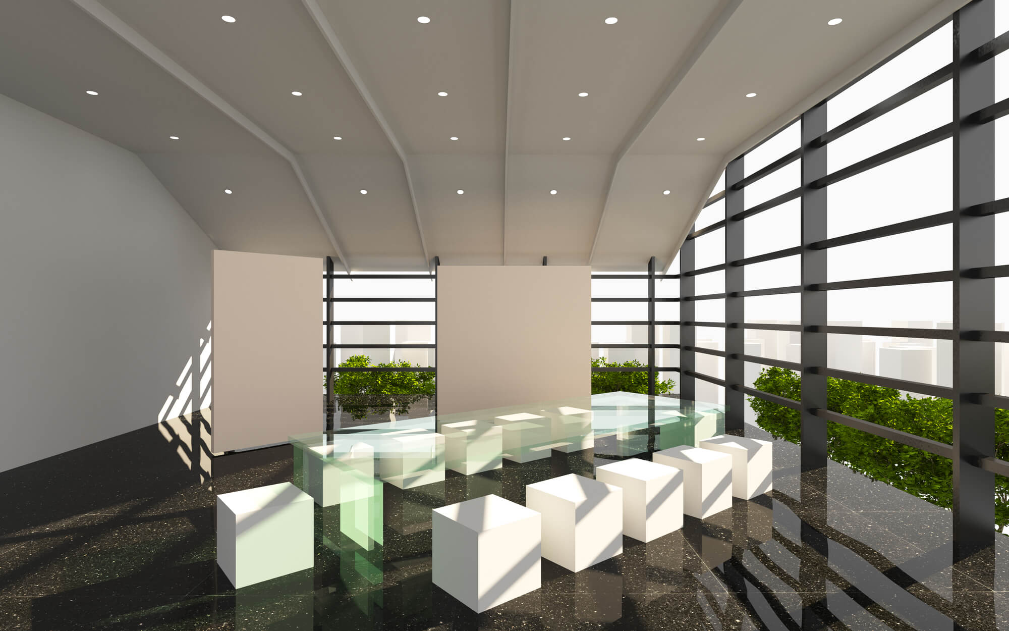 Office Building with Black Granite Floor